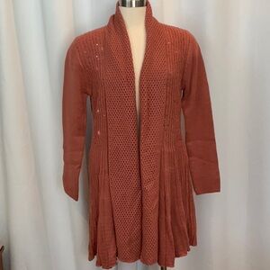 NWT Soft Surroundings Suzette Sequin Cardigan in Pink Salmon Women Size L